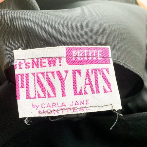 Vintage Pussy Cats by CArla Jane Black Wool Crepe 60s Mod Sheath Dress S - Picture 7 of 7